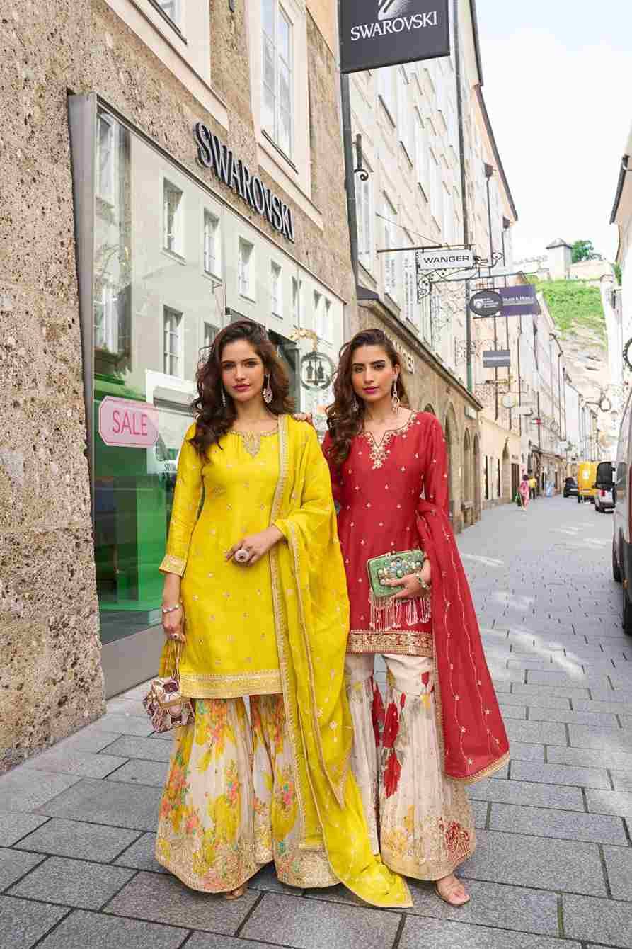 Rashmika By Gulkayra Designer 7580 To 7582 Series Designer Sharara Suits Collection Beautiful Stylish Fancy Colorful Party Wear & Occasional Wear Heavy Chinnon Dresses At Wholesale Price