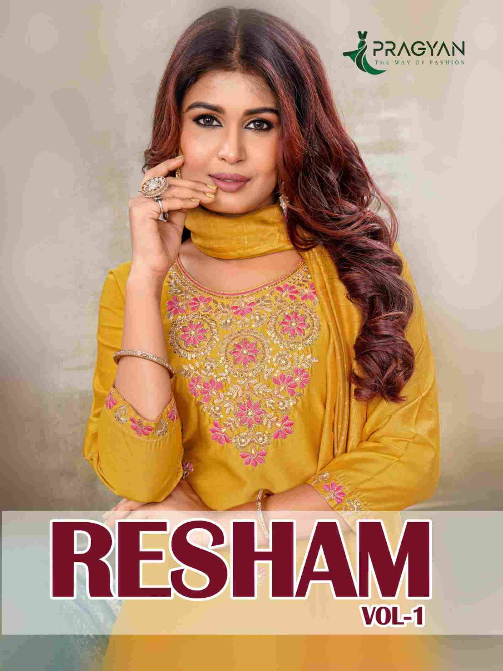 Resham Vol-1 By Pragyan 1001 To 1006 Series Designer Festive Suits Collection Beautiful Stylish Fancy Colorful Party Wear & Occasional Wear Heavy Chanderi Dresses At Wholesale Price