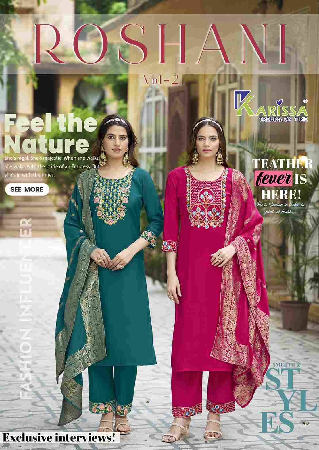 Roshani Vol-2 By Karissa 2001 To 2006 Series Beautiful Stylish Festive Suits Fancy Colorful Casual Wear & Ethnic Wear & Ready To Wear Pure Viscose Silk Dresses At Wholesale Price