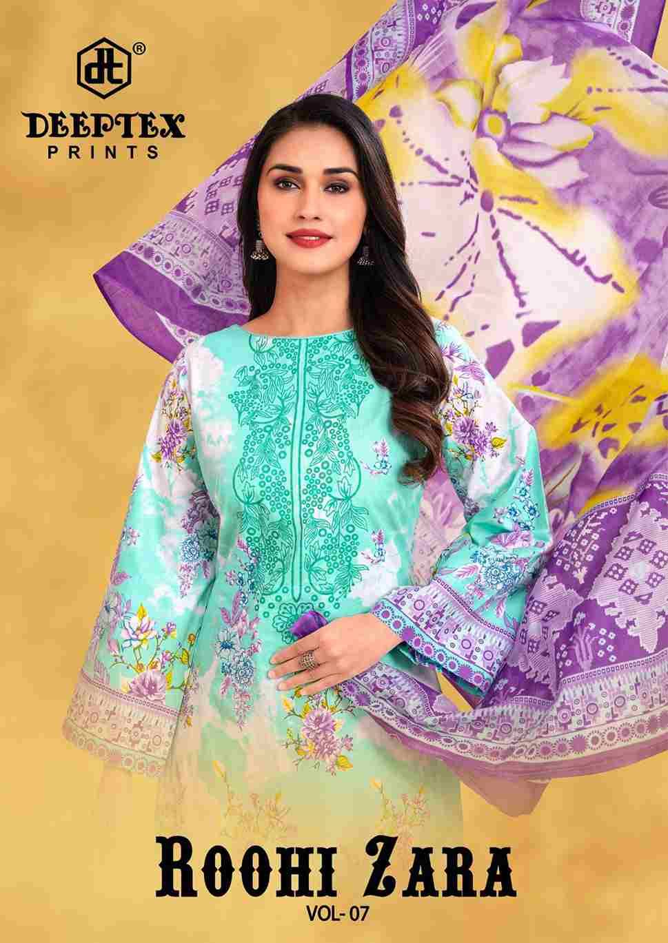Roohi Zara Vol-7 By Deeptex Prints 7001 To 7008 Series Beautiful Stylish Festive Suits Fancy Colorful Casual Wear & Ethnic Wear & Ready To Wear Heavy Lawn Print Dresses At Wholesale Price