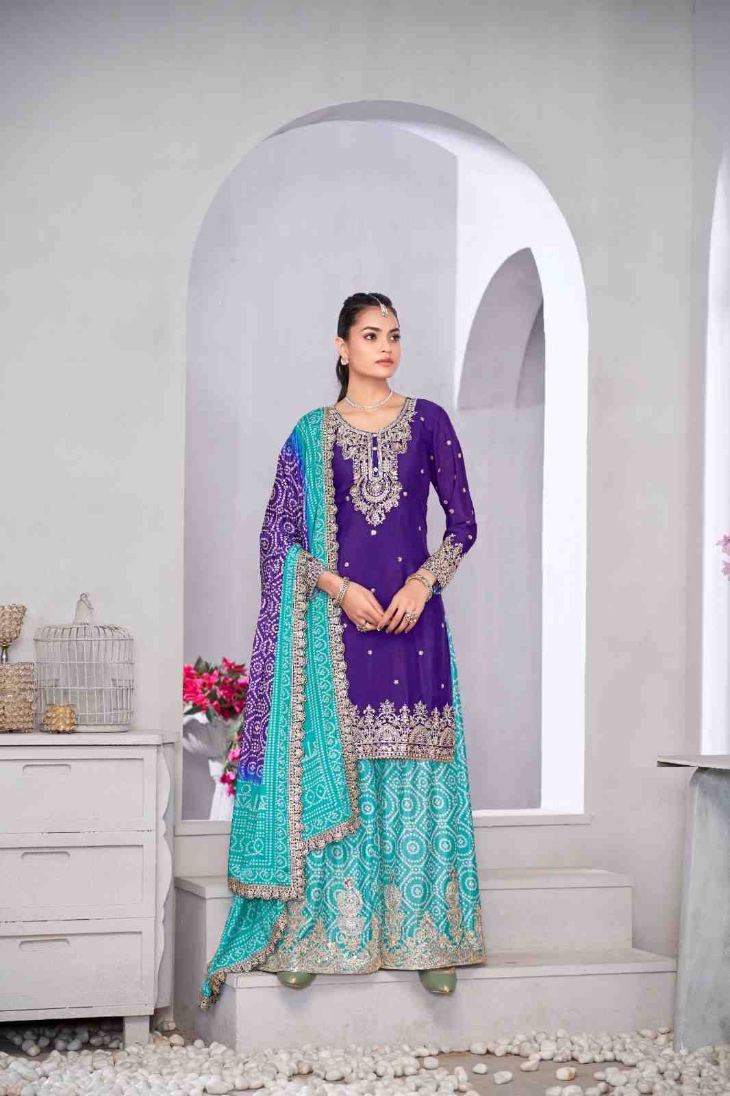 Suroor By Gulzar 2221 To 2223 Series Beautiful Sharara Suits Colorful Stylish Fancy Casual Wear & Ethnic Wear Chinnon Dresses At Wholesale Price