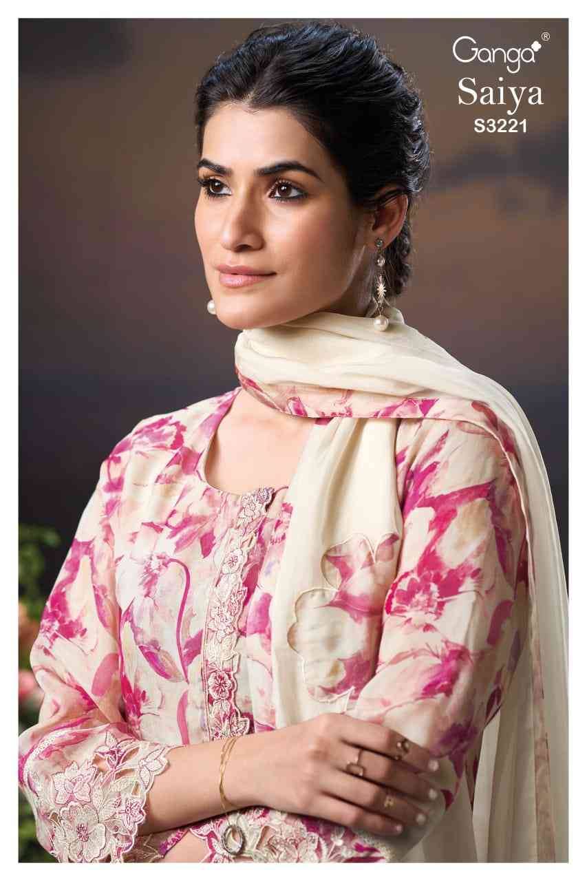 Saiya-3221 By Ganga Fashion 3221-A To 3221-B Series Beautiful Festive Suits Colorful Stylish Fancy Casual Wear & Ethnic Wear Pure Organza Silk Dresses At Wholesale Price