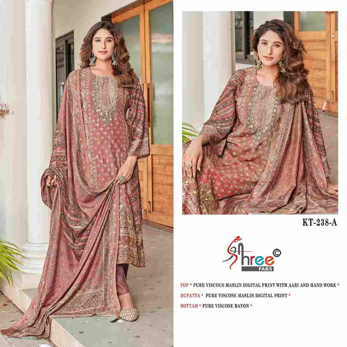 Shree Fabs Hit Design KT-238 Colours By Shree Fabs KT-238 To KT-238-C Series Designer Pakistani Suits Beautiful Fancy Stylish Colorful Party Wear & Occasional Wear Pure Viscose Muslin Embroidery Dresses At Wholesale Price