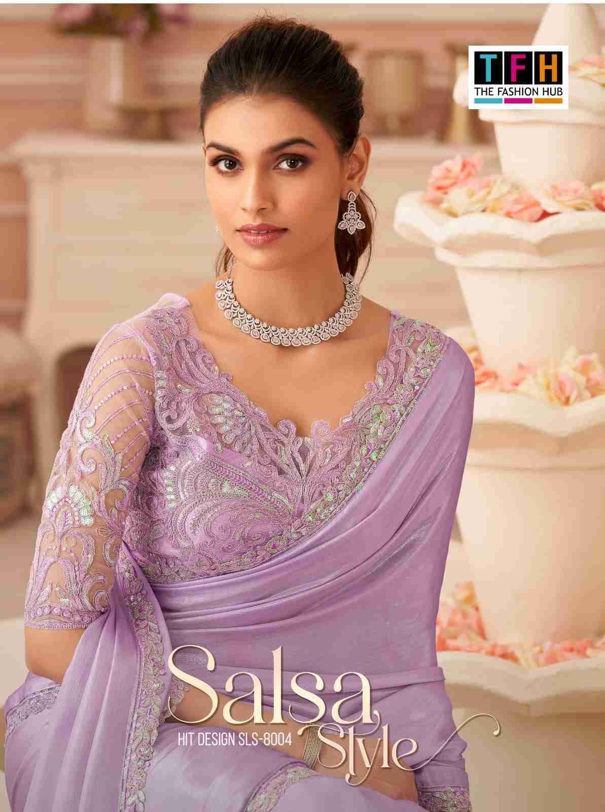 Salsa Style 8004 Colours By TFH 8004-A To 8004-F Series Indian Traditional Wear Collection Beautiful Stylish Fancy Colorful Party Wear & Occasional Wear Chiffon Sarees At Wholesale Price