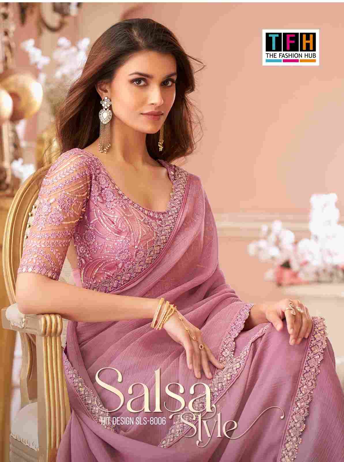 Salsa Style 8006 Colours By TFH 8006-A To 8006-F Series Indian Traditional Wear Collection Beautiful Stylish Fancy Colorful Party Wear & Occasional Wear Georgette Sarees At Wholesale Price