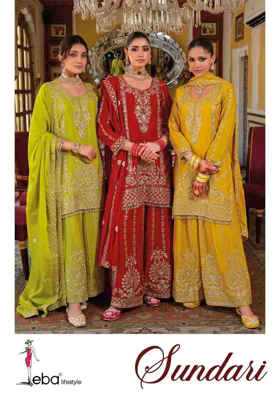 Sundari By Eba Lifestyle 1941 To 1944 Series Beautiful Sharara Suits Colorful Stylish Fancy Casual Wear & Ethnic Wear Heavy Chinnon Embroidery Dresses At Wholesale Price