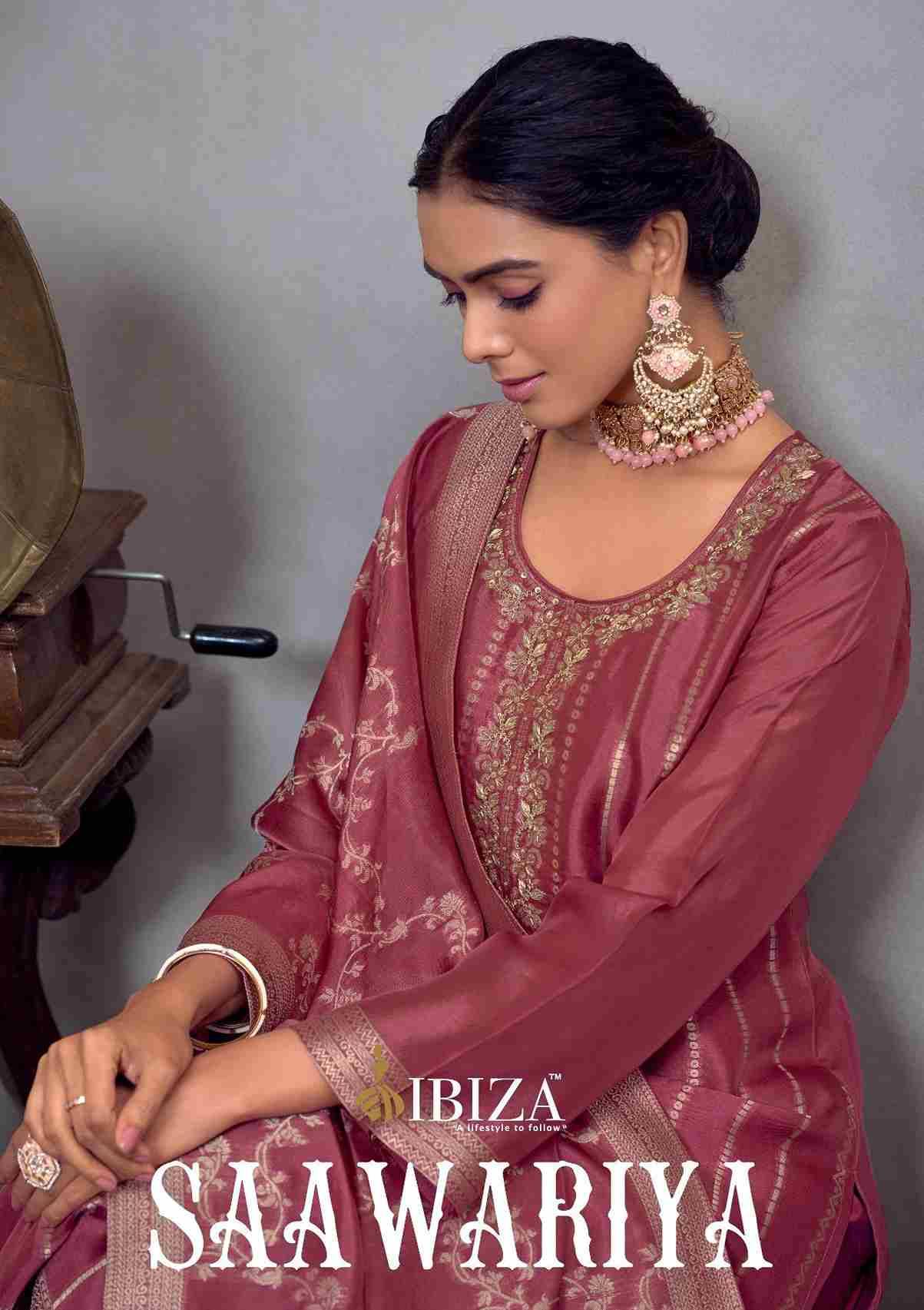 Saawariya By Ibiza 12345-A To 12345-D Series Designer Festive Suits Beautiful Fancy Stylish Colorful Party Wear & Occasional Wear Pure Silk Jacquard Dresses At Wholesale Price
