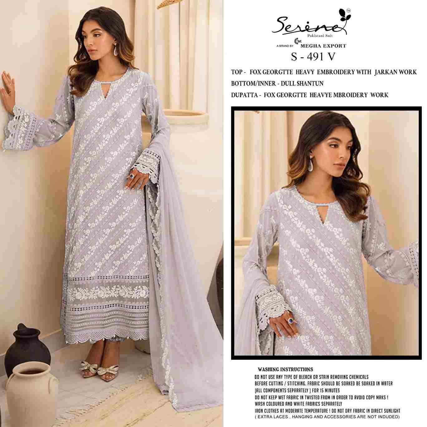 Serene Hit Design S-491 Colours Vol-6 By Serene S-491-U To S-491-X Series Designer Pakistani Suits Beautiful Fancy Colorful Stylish Party Wear & Occasional Wear Faux Georgette Embroidered Dresses At Wholesale Price