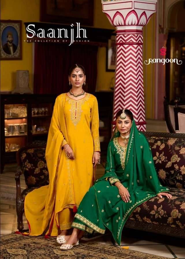 Saanjh By Rangoon 9011 To 9014 Series Beautiful Festive Suits Colorful Stylish Fancy Casual Wear & Ethnic Wear Pure Chinnon Dresses At Wholesale Price