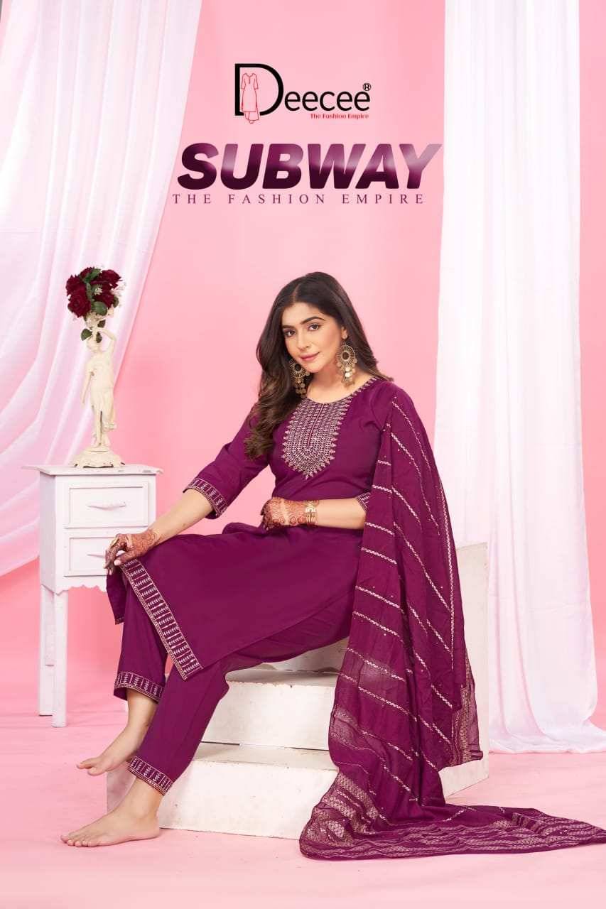 Subway By Dee Cee 101 To 106 Series Designer Stylish Fancy Colorful Beautiful Party Wear & Ethnic Wear Collection Roman Silk Dresses At Wholesale Price