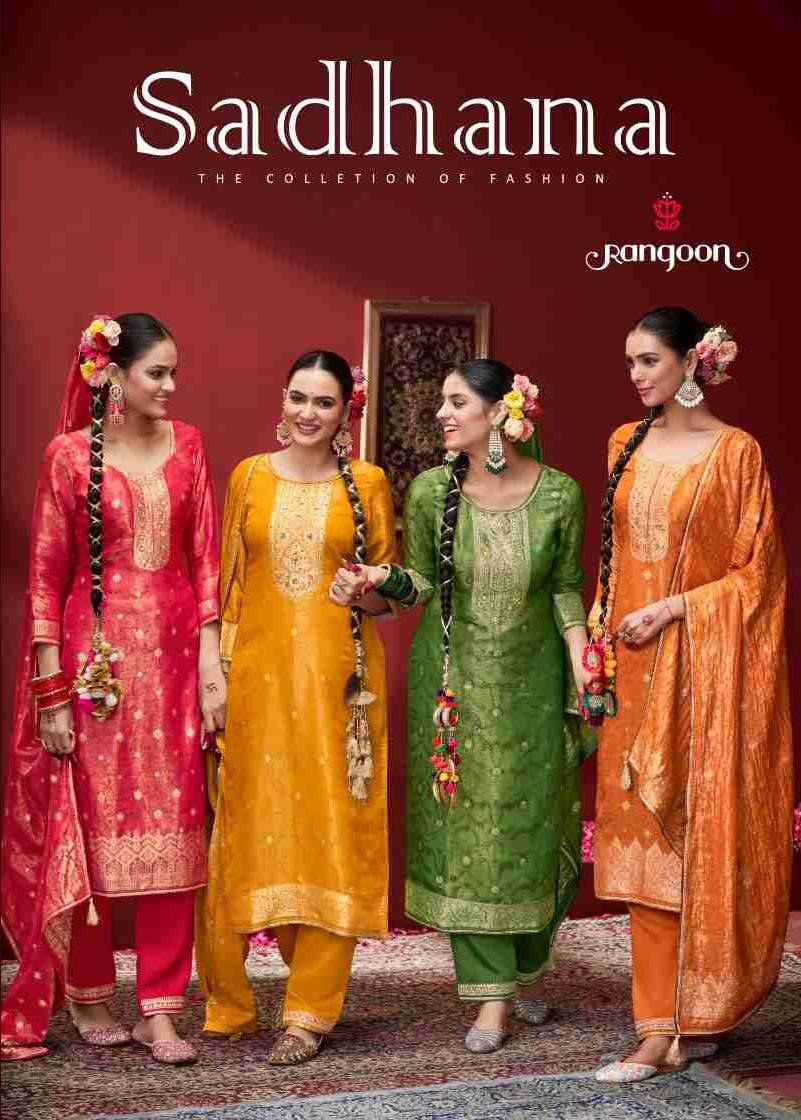 Sadhana By Rangoon 8071 To 8074 Series Beautiful Festive Suits Colorful Stylish Fancy Casual Wear & Ethnic Wear Pure Jacquard Dresses At Wholesale Price