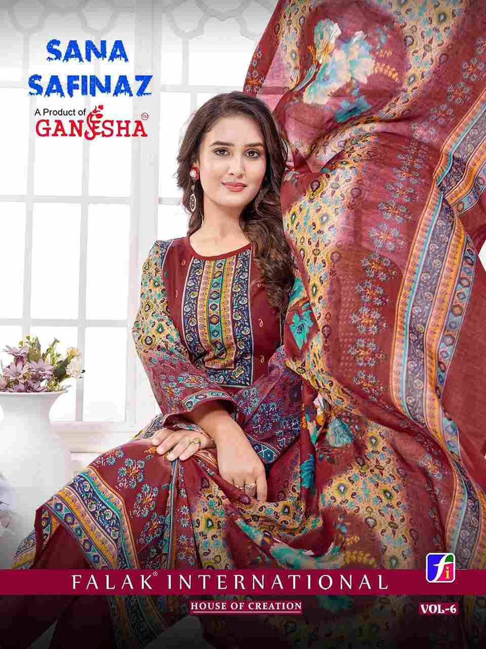 Sana Safinaz Vol-6 By Ganesha 6003 To 6010 Series Beautiful Festive Suits Stylish Fancy Colorful Party Wear & Occasional Wear Pure Cotton Dresses At Wholesale Price