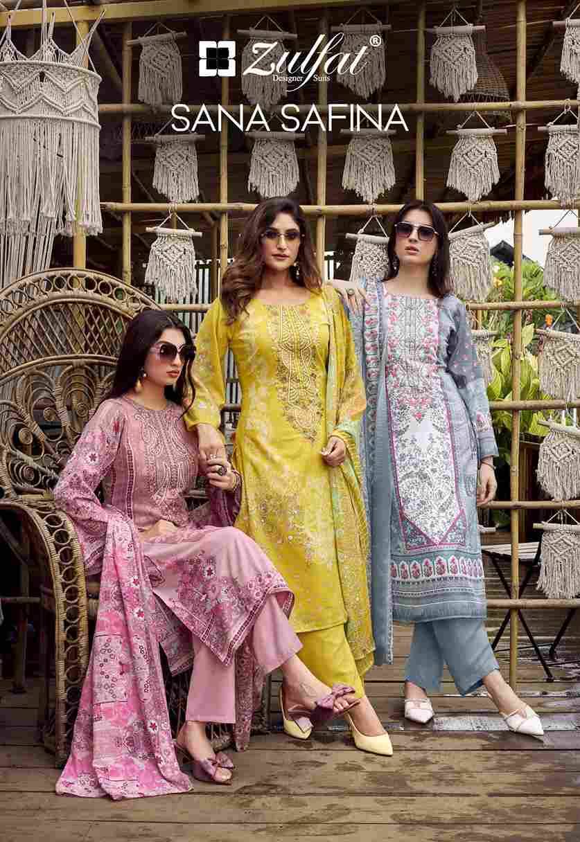 Sana Safina By Zulfat 675-001 To 675-006 Series Beautiful Festive Suits Stylish Fancy Colorful Casual Wear & Ethnic Wear Pure Cotton Print Dresses At Wholesale Price