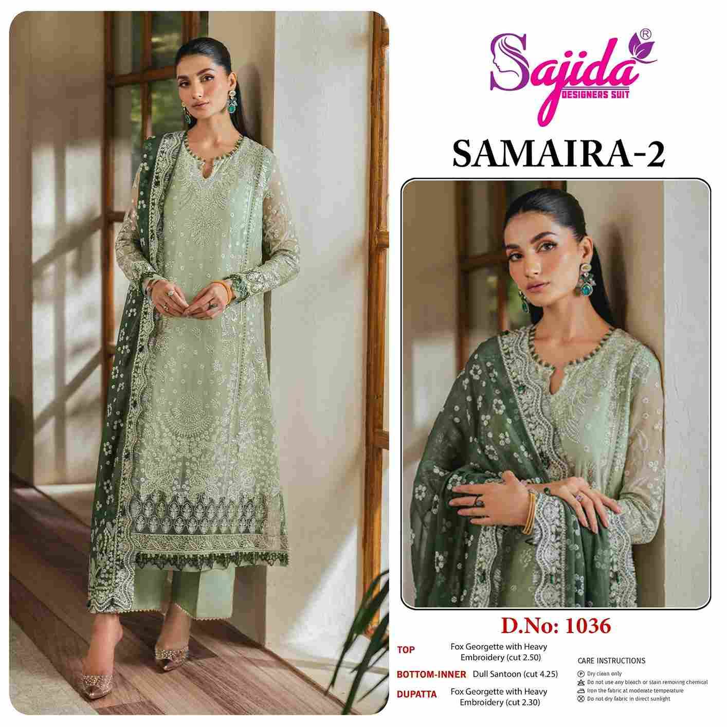 Sajida Hit Design 1036 By Sajida Designer Suit Beautiful Pakistani Suits Colorful Stylish Fancy Casual Wear & Ethnic Wear Heavy Faux Georgette Embroidered Dresses At Wholesale Price