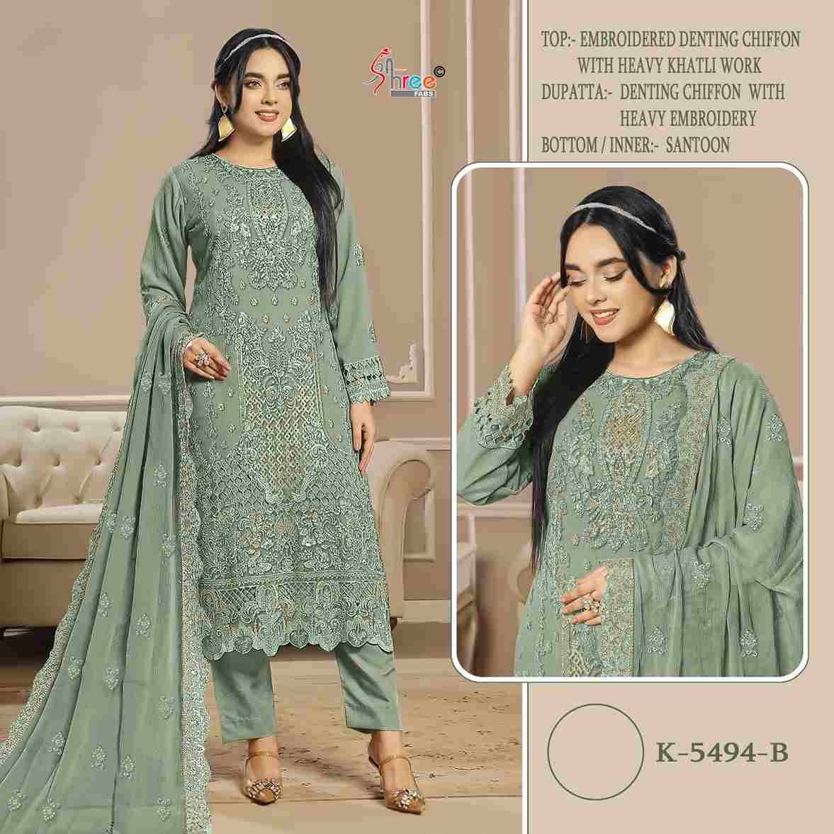 Shree Fabs Hit Design K-5494 Colours By Shree Fabs K-5494-A To K-5494-D Series Designer Pakistani Suits Beautiful Fancy Stylish Colorful Party Wear & Occasional Wear Chiffon Embroidery Dresses At Wholesale Price