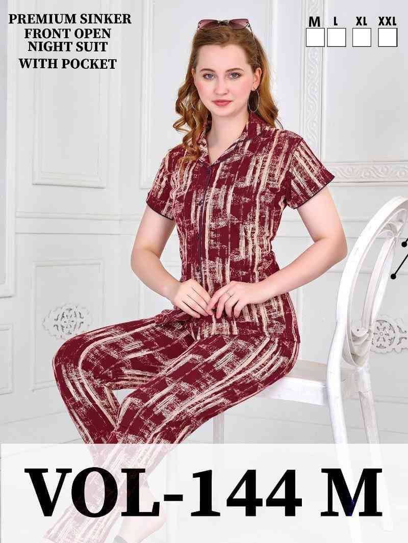 Vol-144-M By Kaamiri 144-A To 144-F Series Designer Stylish Fancy Colorful Beautiful Party Wear & Ethnic Wear Collection Heavy Hosiery Cotton Night Suits At Wholesale Price