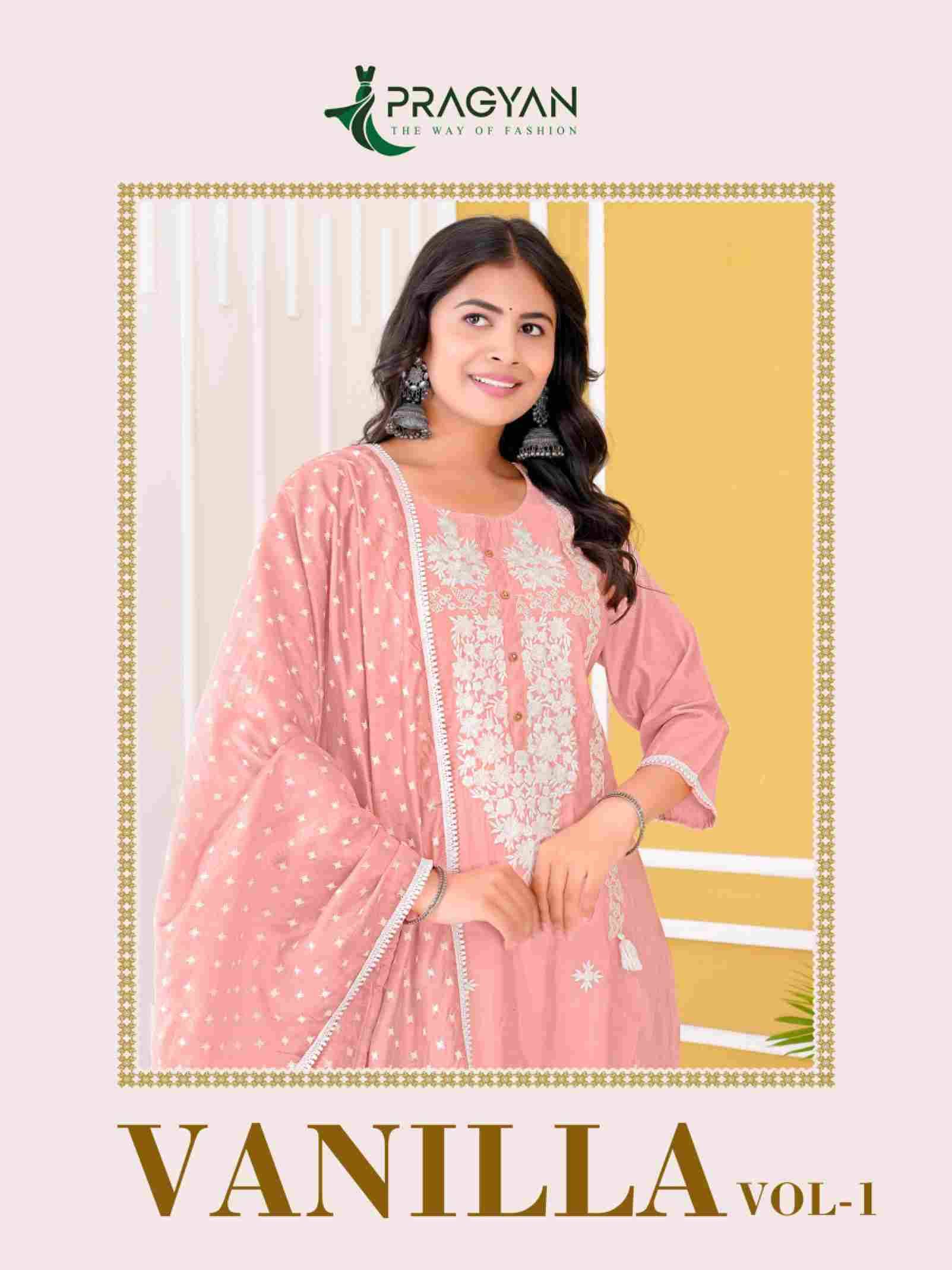 Vanilla Vol-1 By Pragyan 1001 To 1004 Series Designer Festive Suits Collection Beautiful Stylish Fancy Colorful Party Wear & Occasional Wear Heavy Roman Silk Dresses At Wholesale Price