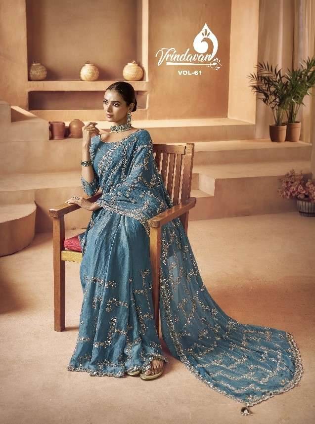 Vrindavan Vol-61 By Vrindavan 10332 To 10340 Series Indian Traditional Wear Collection Beautiful Stylish Fancy Colorful Party Wear & Occasional Wear Tissue Sarees At Wholesale Price