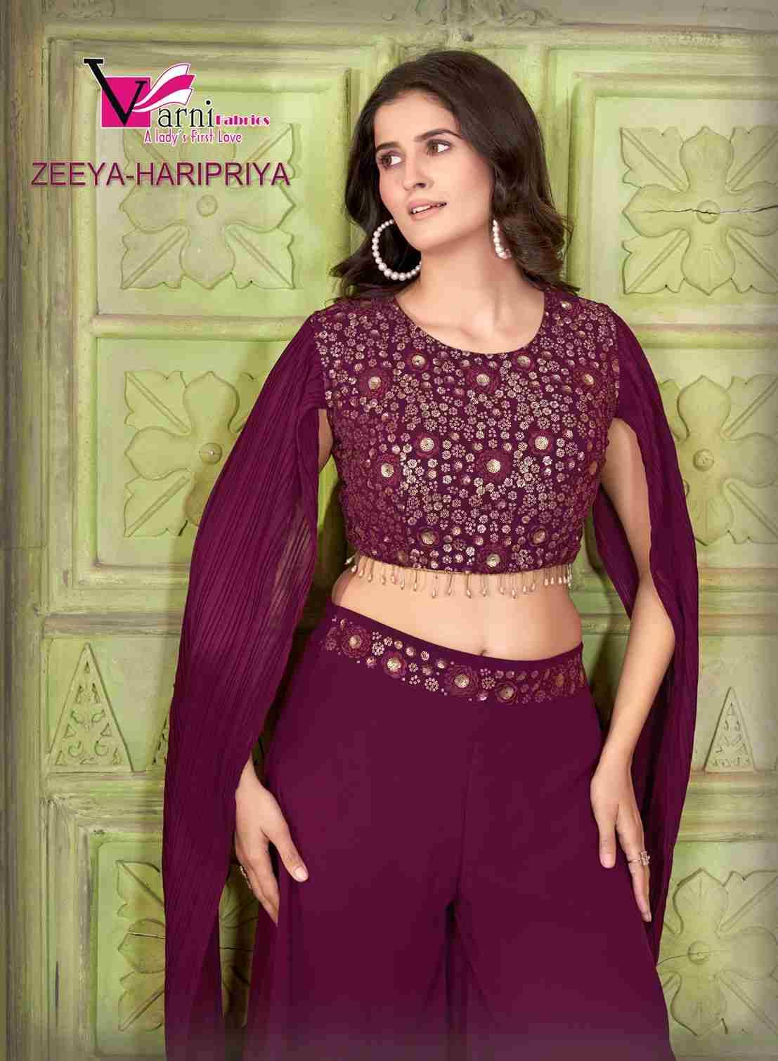 Zeeya Haripriya By Varni Fabrics 2402 To 2402-B Series Designer Beautiful Festive Collection Occasional Wear & Party Wear Georgette Crop Top With Bottom At Wholesale Price