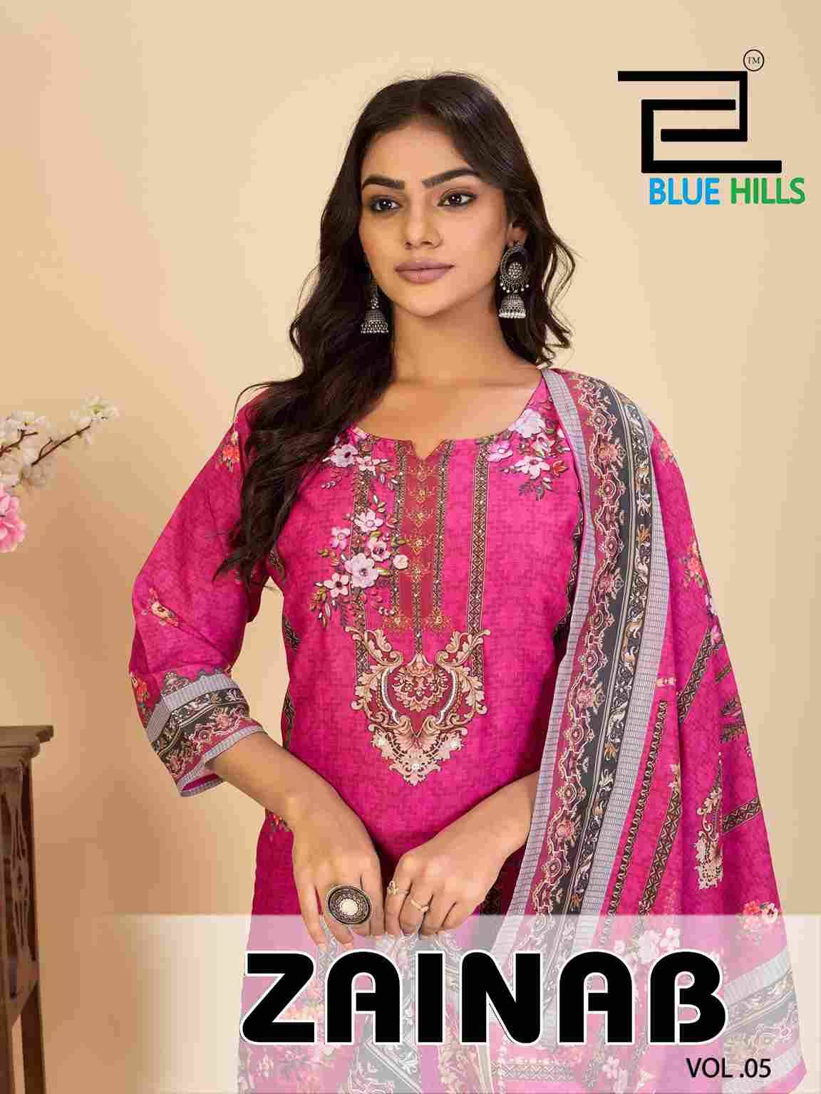 Zainab Vol-5 By Blue Hills 5001 To 5004 Series Designer Festive Suits Beautiful Fancy Colorful Stylish Party Wear & Occasional Wear Pure Muslin Dresses At Wholesale Price