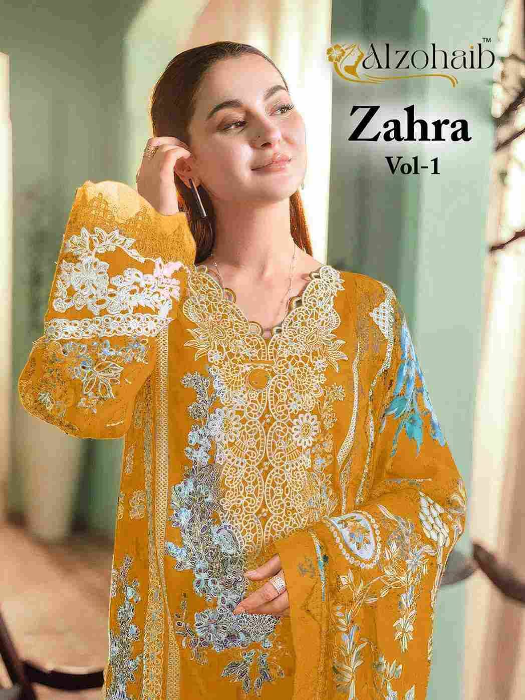 Zahra Vol-1 By Alzohaib 1234-A To 1234-D Series Beautiful Pakistani Suits Stylish Fancy Colorful Party Wear & Occasional Wear Cotton Print Dresses At Wholesale Price