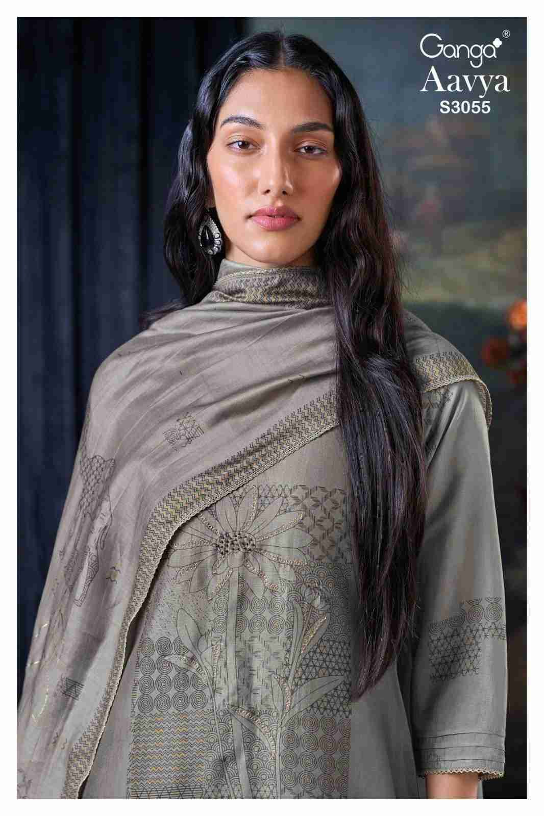 Aavya-3055 By Ganga Fashion 3055-A To 3055-B Series Beautiful Festive Suits Colorful Stylish Fancy Casual Wear & Ethnic Wear Pure Bemberg Silk Dresses At Wholesale Price