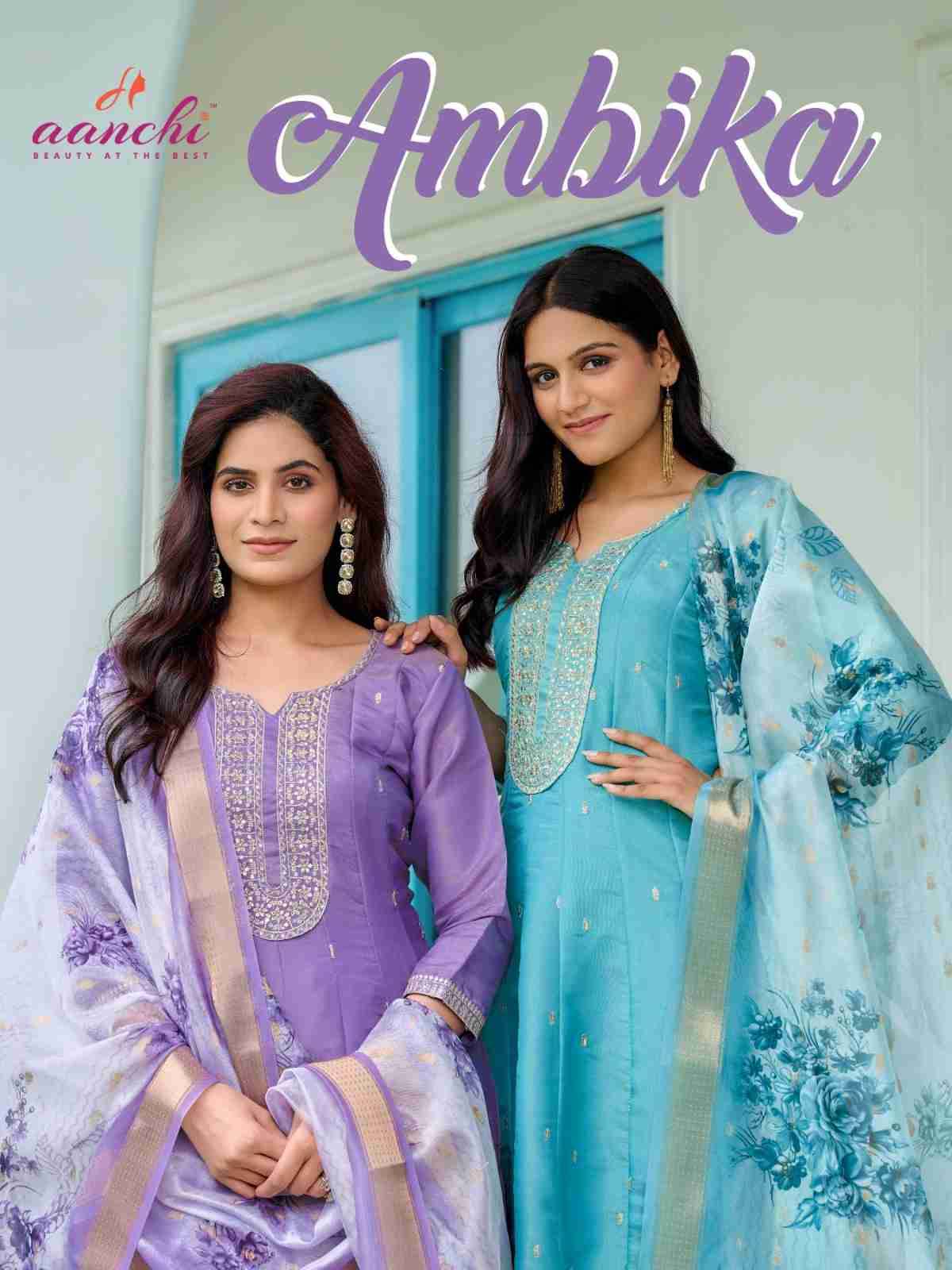 Ambika By Aanchi 1001 To 1004 Series Beautiful Festive Suits Colorful Stylish Fancy Casual Wear & Ethnic Wear Shimmer Dresses At Wholesale Price