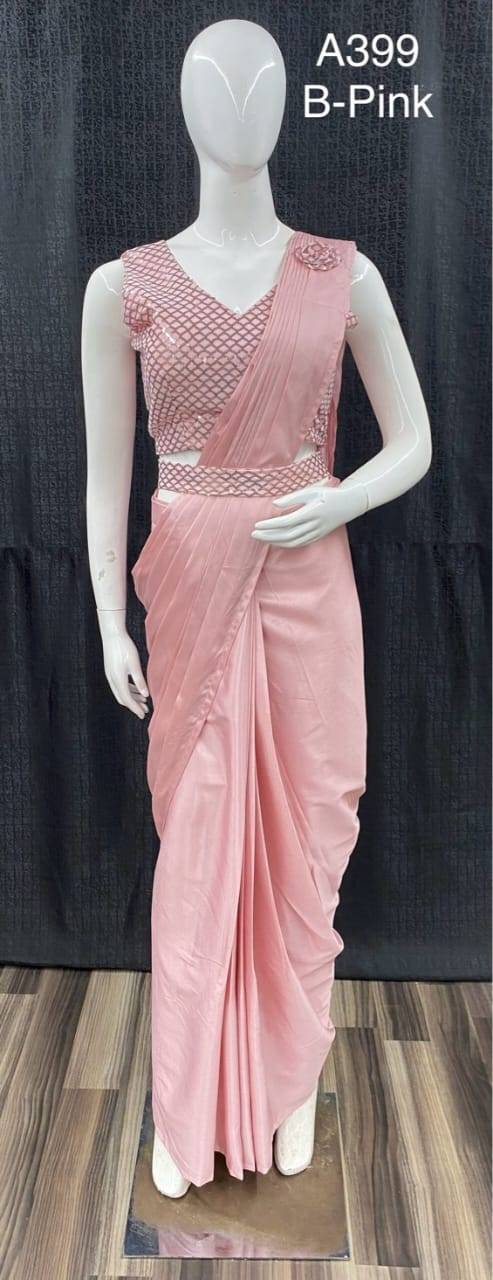 A-399 By Amoha Trendz 399-A To 399-E Series Indian Traditional Wear Collection Beautiful Stylish Fancy Colorful Party Wear & Occasional Wear Satin Sarees At Wholesale Price