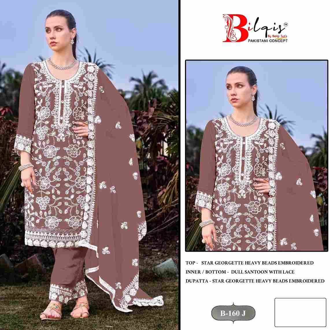 Bilqis 160 Colours Vol-3 By Bilqis 160-I To 160-L Series Beautiful Pakistani Suits Stylish Fancy Colorful Party Wear & Occasional Wear Georgette Embroidery Dresses At Wholesale Price