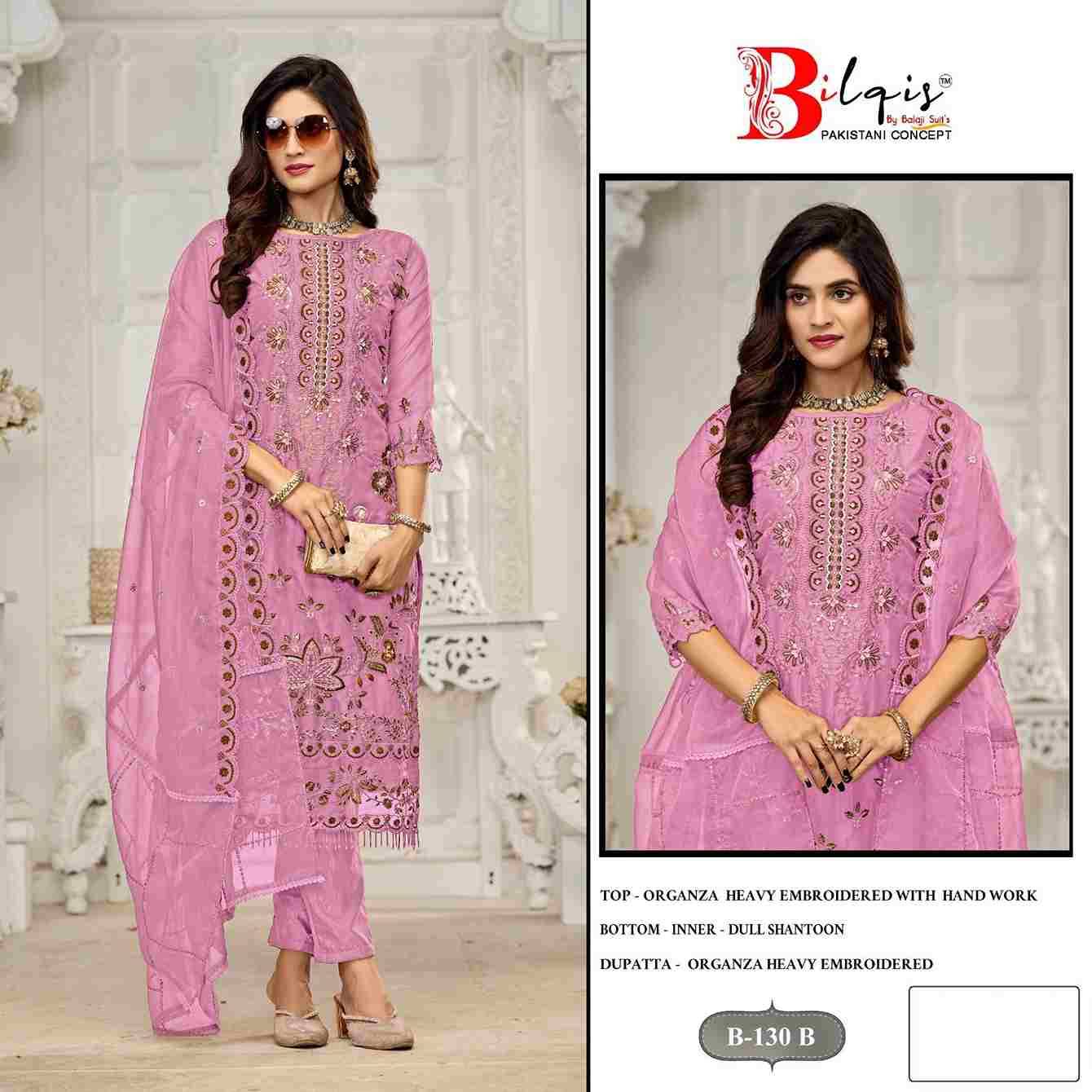 Bilqis 130 Colours By Bilqis 130-A To 130-D Series Beautiful Pakistani Suits Stylish Fancy Colorful Party Wear & Occasional Wear Organza Embroidery Dresses At Wholesale Price