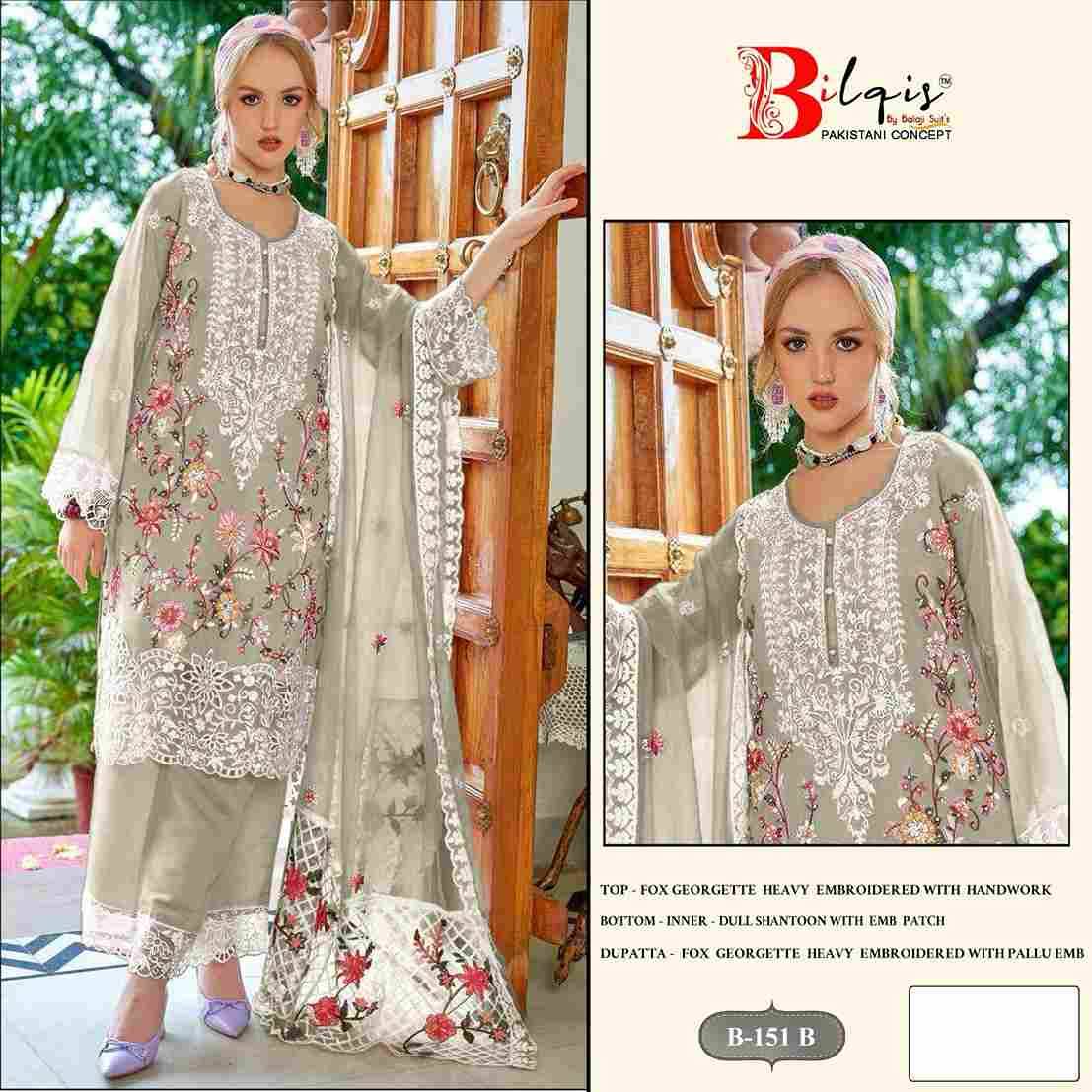 Bilqis 151 Colours By Bilqis 151-A To 151-D Series Beautiful Pakistani Suits Stylish Fancy Colorful Party Wear & Occasional Wear Faux Georgette Embroidery Dresses At Wholesale Price