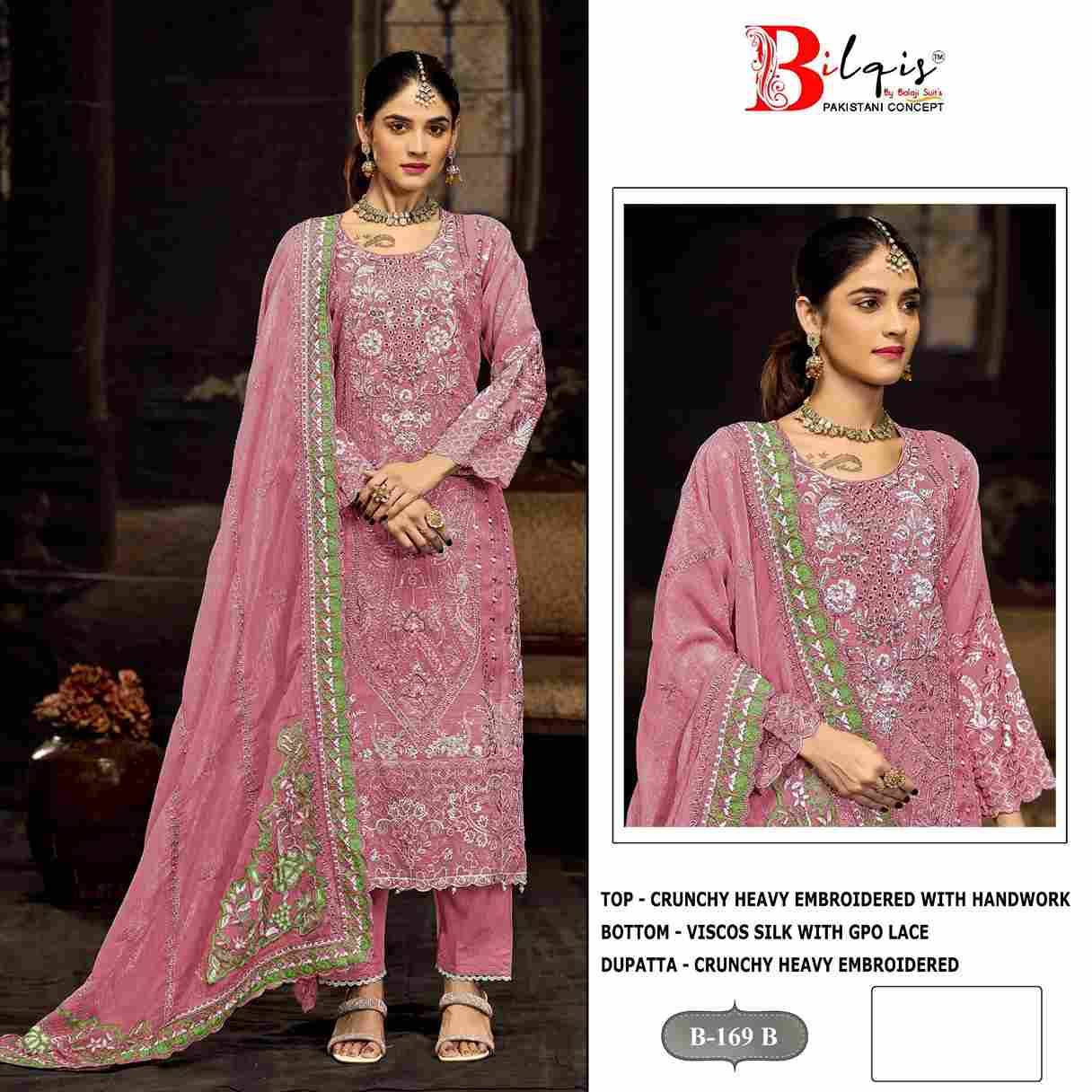 Bilqis 169 Colours By Bilqis 169-A To 169-D Series Beautiful Pakistani Suits Stylish Fancy Colorful Party Wear & Occasional Wear Crunchy Embroidery Dresses At Wholesale Price