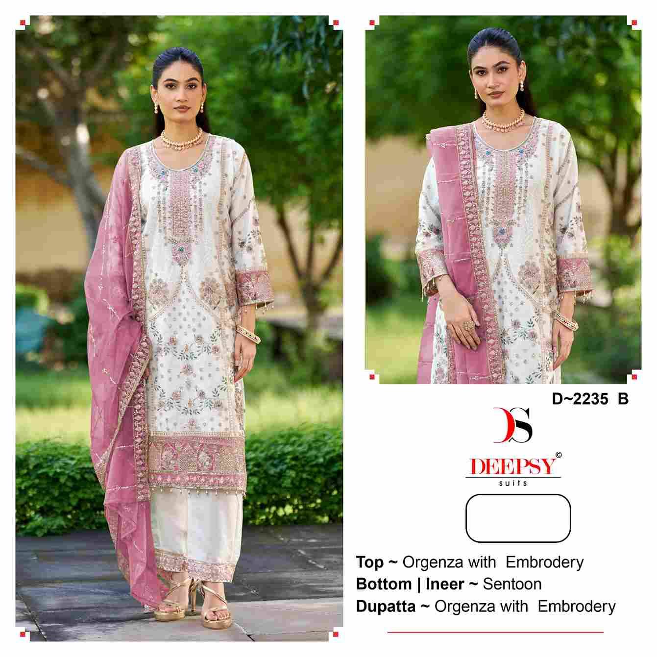 Deepsy Hit Design 2235 Colours By Deepsy Suits 2235-A To 2235-D Series Beautiful Pakistani Suits Colorful Stylish Fancy Casual Wear & Ethnic Wear Organza With Embroidered Dresses At Wholesale Price