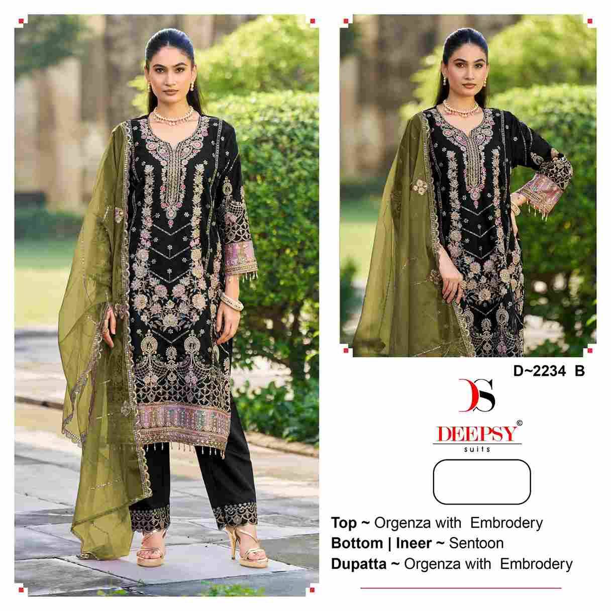 Deepsy Hit Design 2234 Colours By Deepsy Suits 2234-A To 2234-D Series Beautiful Pakistani Suits Colorful Stylish Fancy Casual Wear & Ethnic Wear Organza With Embroidered Dresses At Wholesale Price