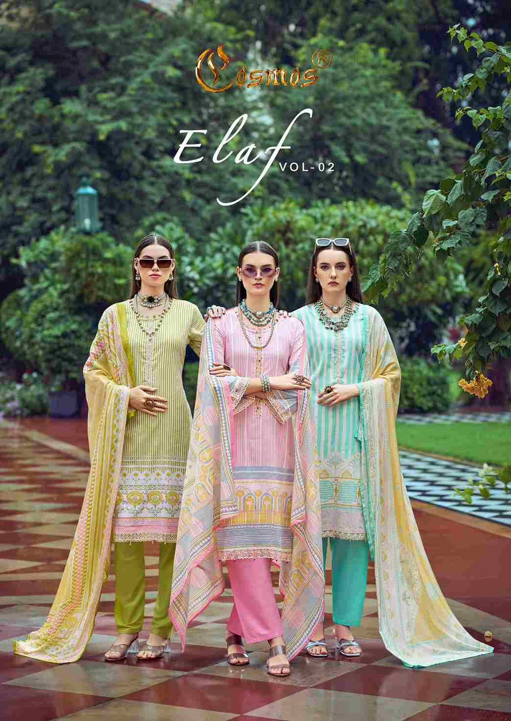 Elaf Vol-2 By Cosmos 201 To 206 Series Beautiful Pakistani Suits Colorful Stylish Fancy Casual Wear & Ethnic Wear Lawn Cotton Embroidered Dresses At Wholesale Price