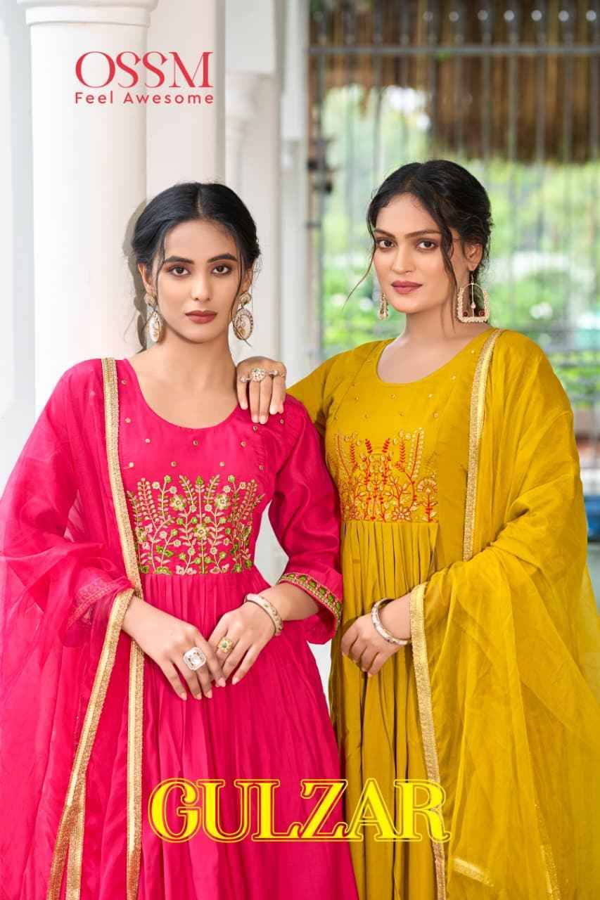 Gulzar By Ossm 1001 To 1006 Series Designer Festive Suits Beautiful Fancy Stylish Colorful Party Wear & Occasional Wear Viscose Silk Embroidered Dresses At Wholesale Price