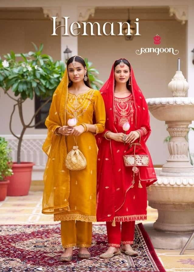 Hemani By Rangoon 10021 To 10024 Series Beautiful Festive Suits Colorful Stylish Fancy Casual Wear & Ethnic Wear Satin Silk Dresses At Wholesale Price