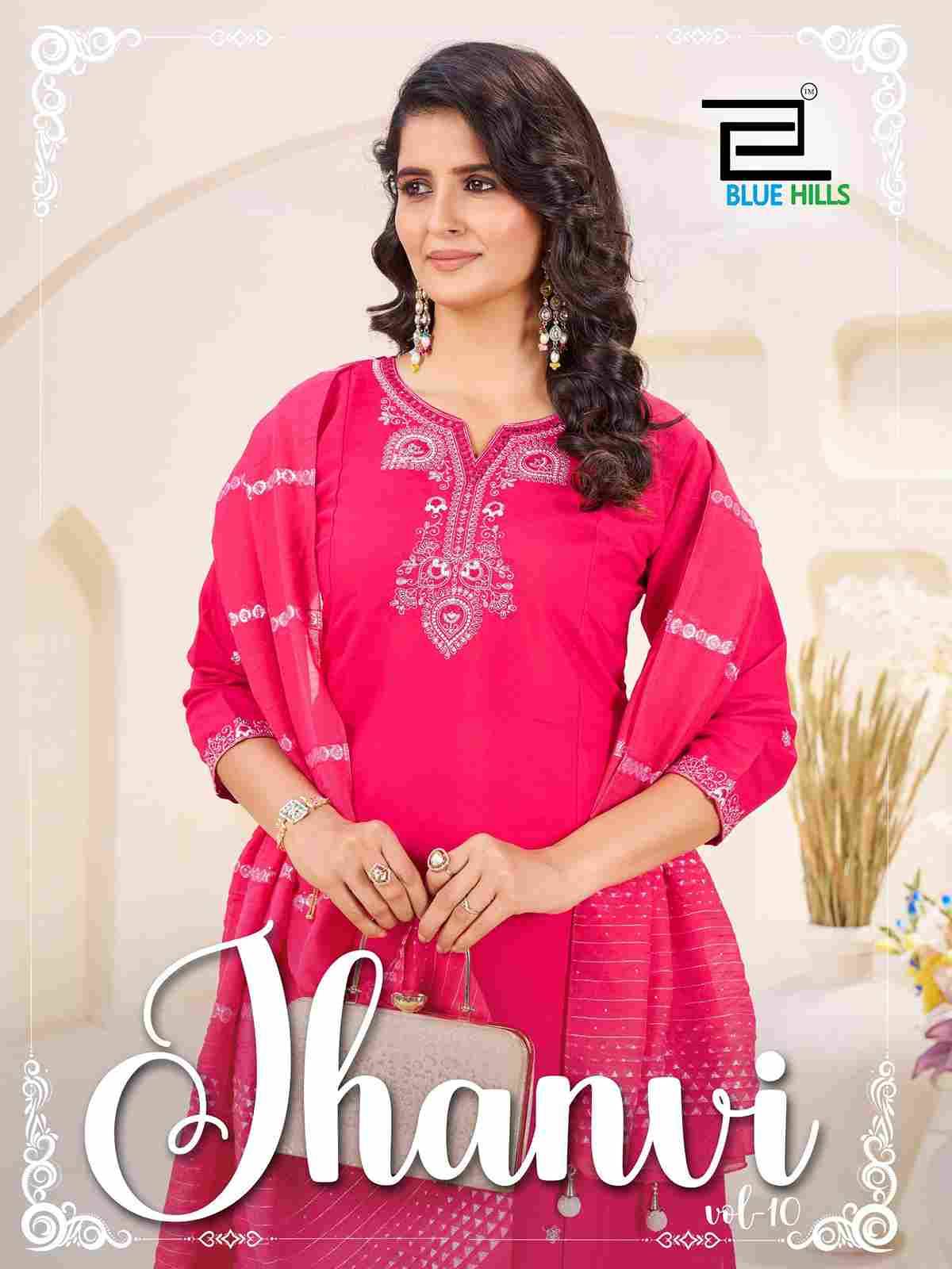 Jhanvi Vol-10 By Blue Hills 10101 To 10104 Series Beautiful Stylish Festive Suits Fancy Colorful Casual Wear & Ethnic Wear & Ready To Wear Roman Silk Dresses At Wholesale Price