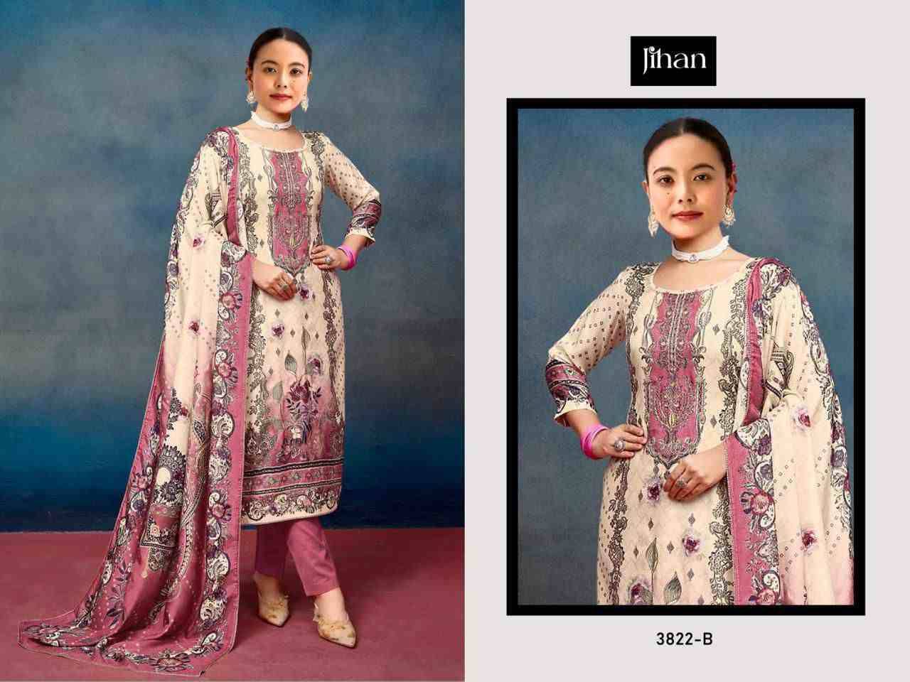 Jihan 3822 Colours By Jihan 3822-A To 3822-D Series Beautiful Pakistani Suits Colorful Stylish Fancy Casual Wear & Ethnic Wear Pure Viscose Muslin Dresses At Wholesale Price