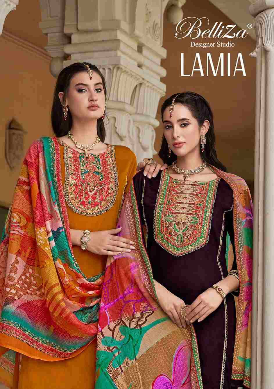Lamia By Belliza 880-001 To 880-006 Series Beautiful Festive Suits Stylish Fancy Colorful Casual Wear & Ethnic Wear Pure Jam Dresses At Wholesale Price