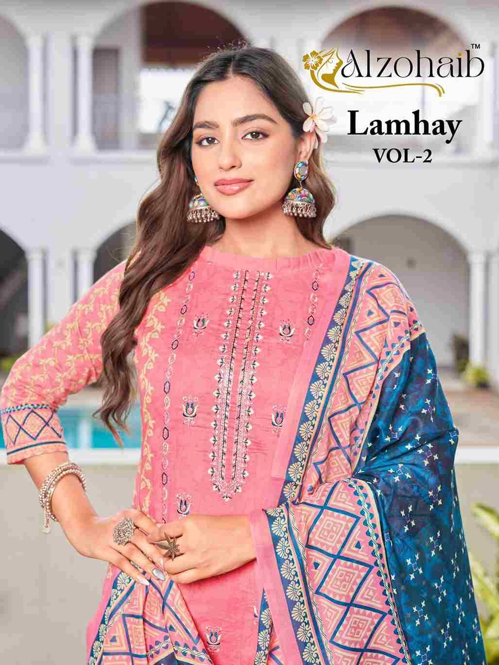 Lamhay Vol-2 By Alzohaib 1318-A To 1319-B Series Beautiful Pakistani Suits Stylish Fancy Colorful Party Wear & Occasional Wear Pure Cotton Print Dresses At Wholesale Price