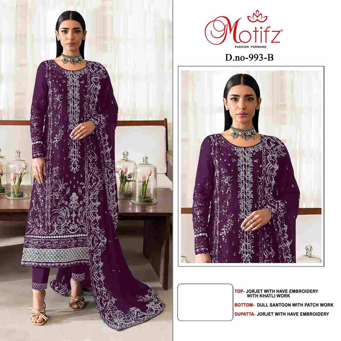 Motifz Hit Design 993 Colours By Motifz 993-A To 993-D Series Beautiful Pakistani Suits Colorful Stylish Fancy Casual Wear & Ethnic Wear Georgette Dresses At Wholesale Price