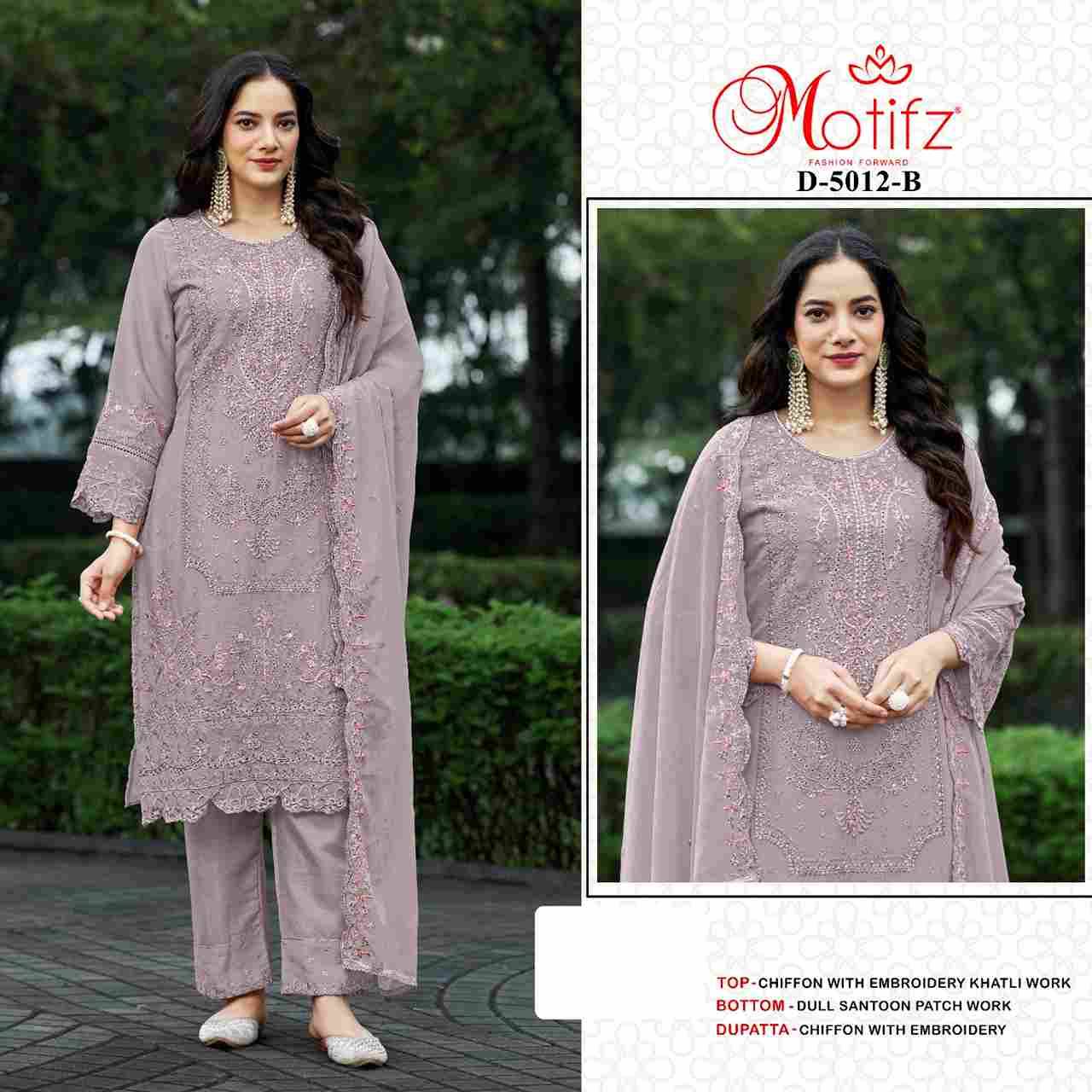 Motifz Hit Design 5012 Colours By Motifz 5012-A To 5012-D Series Beautiful Pakistani Suits Colorful Stylish Fancy Casual Wear & Ethnic Wear Chiffon Dresses At Wholesale Price