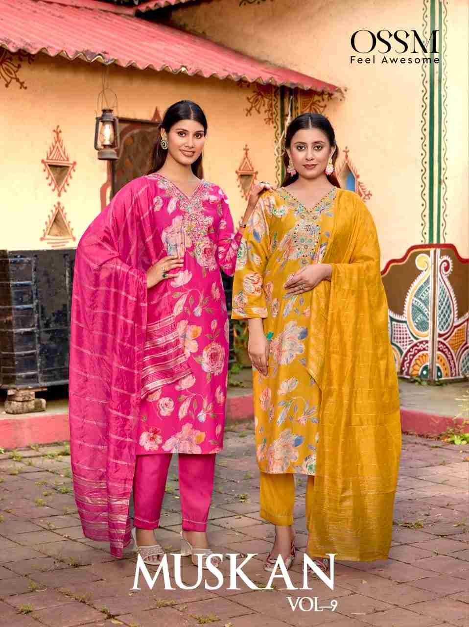 Muskan Vol-9 By Ossm 1001 To 1006 Series Designer Festive Suits Collection Beautiful Stylish Fancy Colorful Party Wear & Occasional Wear Vertican Dresses At Wholesale Price