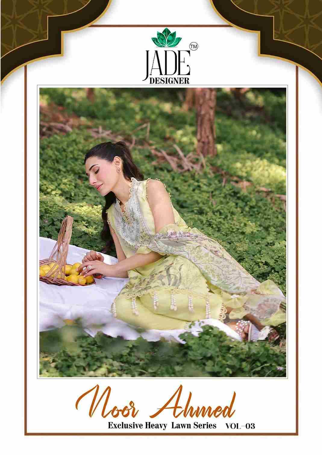 Noor Ahmed Vol-3 By Jade 3001 To 3006 Series Beautiful Festive Suits Colorful Stylish Fancy Casual Wear & Ethnic Wear Pure Lawn Cotton Embroidered Dresses At Wholesale Price