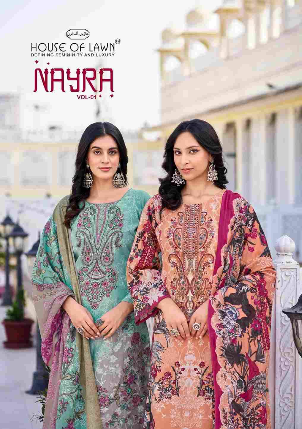 Nayra Vol-1 By House Of Lawn 1001 To 1008 Series Beautiful Festive Suits Stylish Fancy Colorful Casual Wear & Ethnic Wear Pure Cotton Print Dresses At Wholesale Price