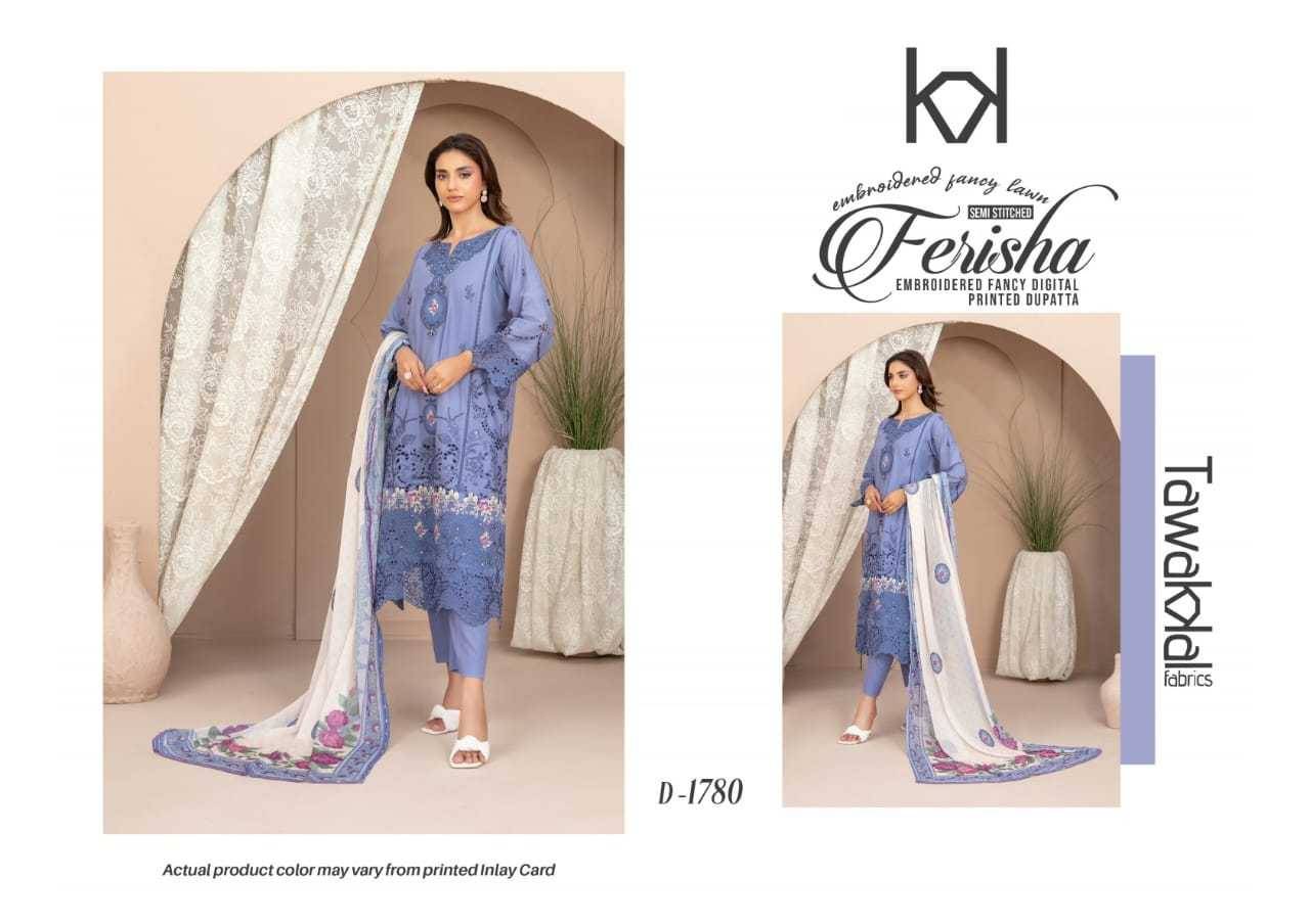 Original Pakistani Ferisha By Tawakkal Fab 1779 To 1788 Series Beautiful Pakistani Suits Colorful Stylish Fancy Casual Wear & Ethnic Wear Lawn Dresses At Wholesale Price