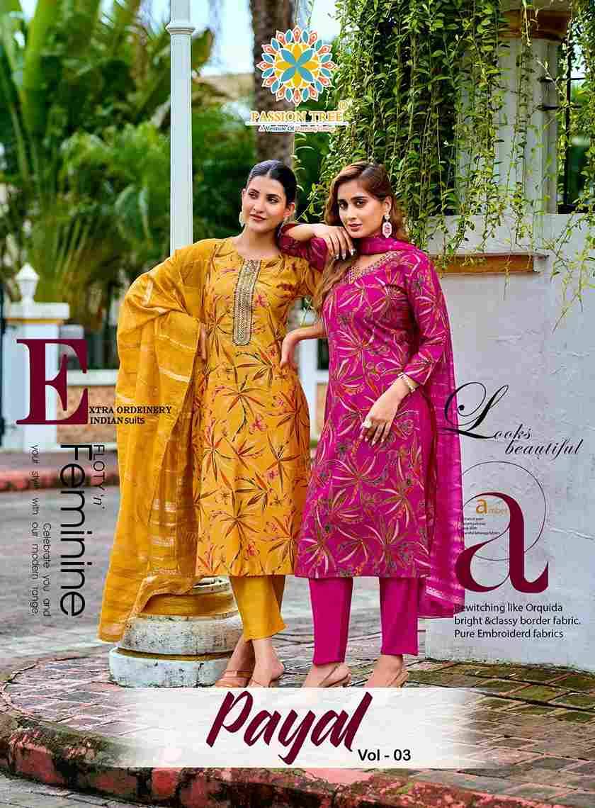 Payal Vol-3 By Passion Tree 3001 To 3008 Series Beautiful Festive Suits Colorful Stylish Fancy Casual Wear & Ethnic Wear Vertican Print Dresses At Wholesale Price