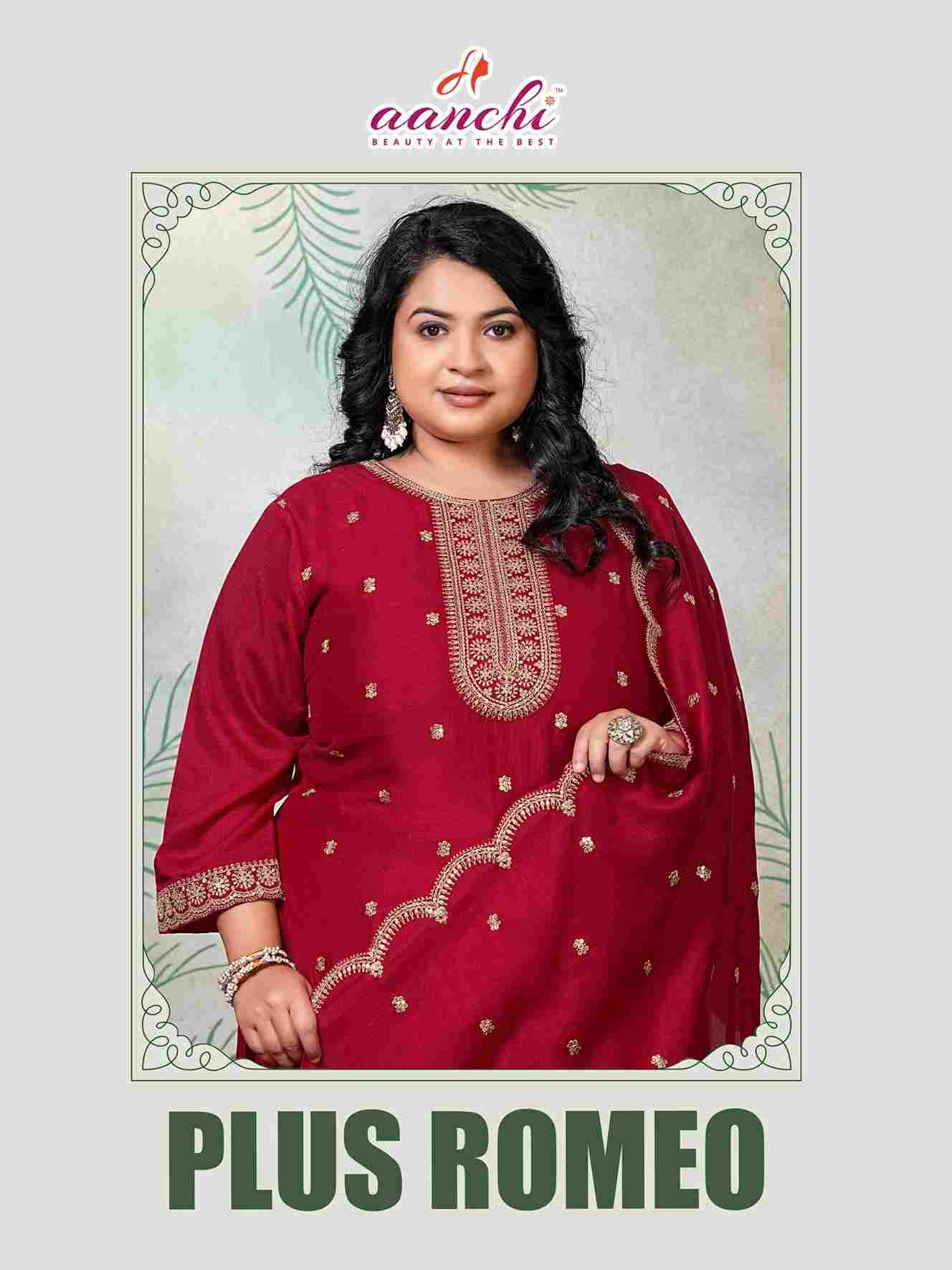 Plus Romeo By Aanchi Combo Set 100300 To 100303 Series Beautiful Stylish Festive Suits Fancy Colorful Casual Wear & Ethnic Wear & Ready To Wear Vichitra Silk Print Dresses At Wholesale Price