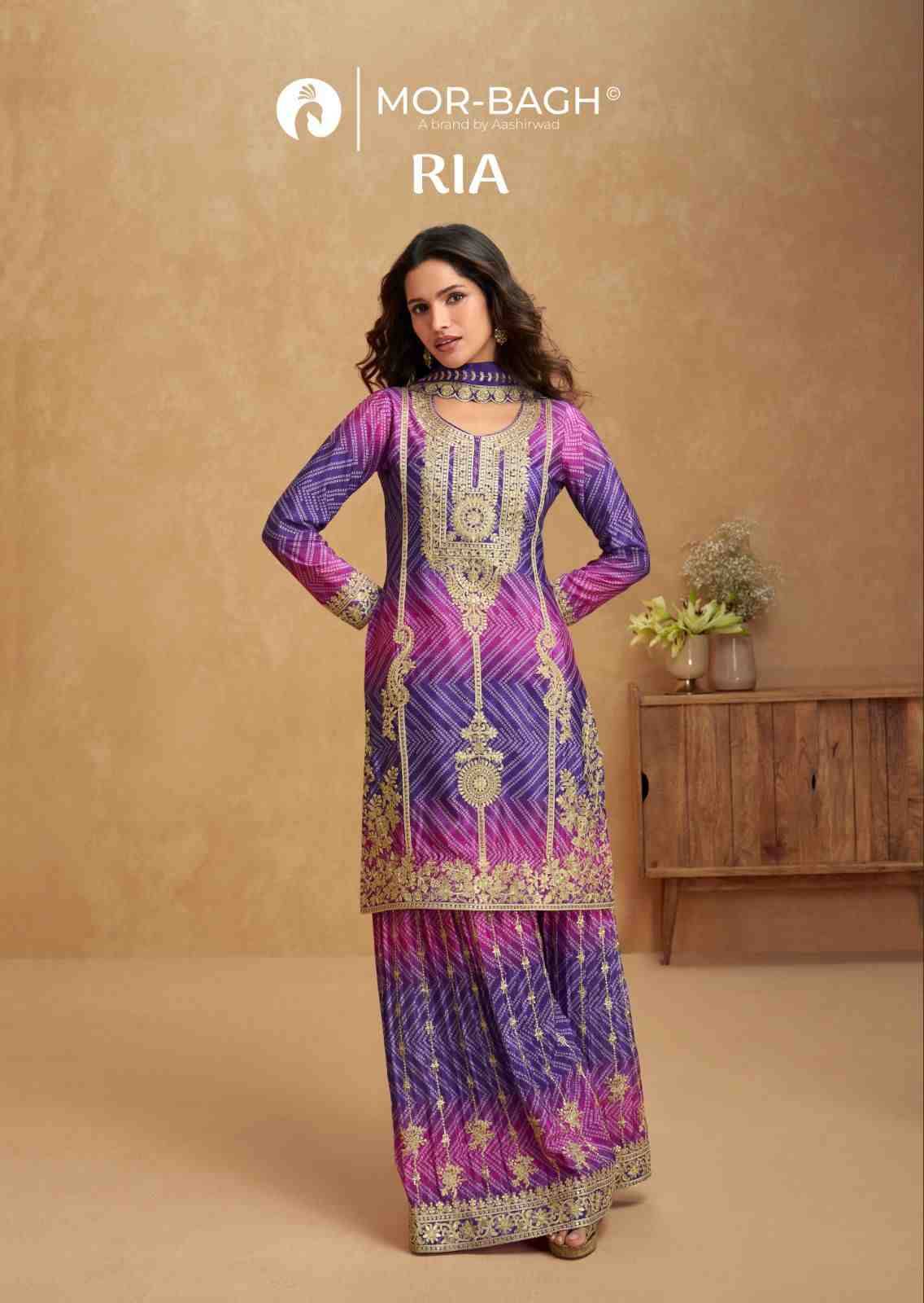Ria By Mor-Bagh 10288 To 10290 Series Beautiful Stylish Sharara Suits Fancy Colorful Casual Wear & Ethnic Wear & Ready To Wear Premium Chinnon Silk Dresses At Wholesale Price
